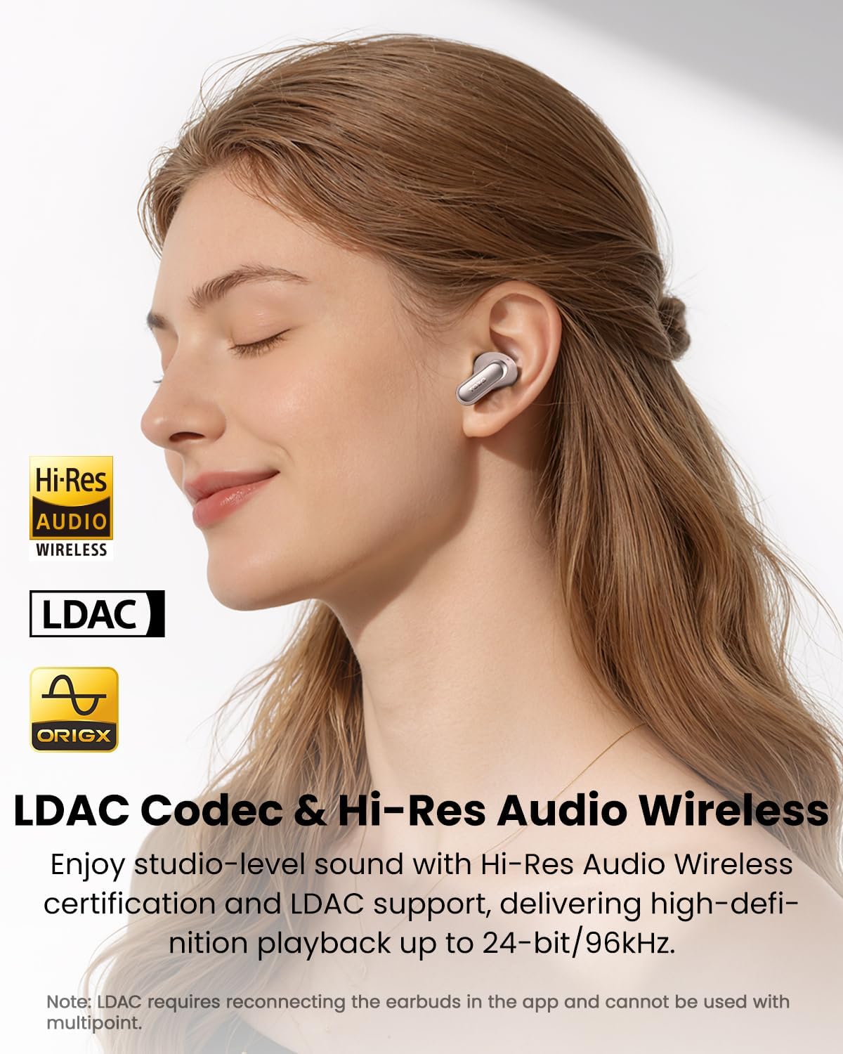 Thumbnail 1 de TOZO NC20 Pro kabellose Bluetooth-Kopfhörer (LDAC, adaptives ANC, Smart-Touchscreen, IPX8) in Roségold