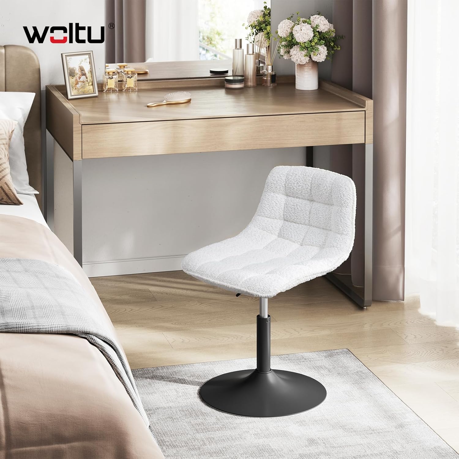 Detalle 2 de WOLTU BH408ws-1 Taburete tocador altura ajustable