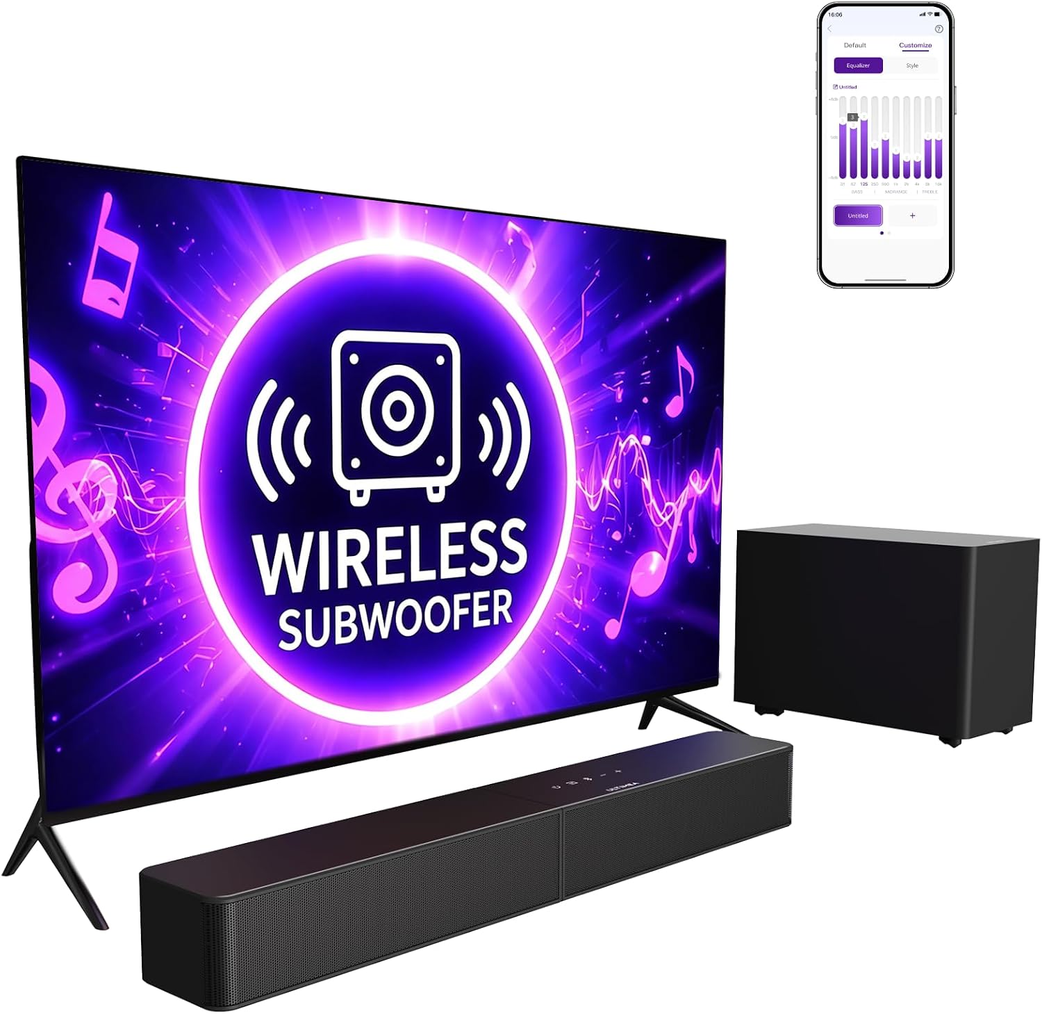 Detalle de ULTIMEA Soundbar con Subwoofer Wireless Poseidon M30 – 240W, 2.1 canali, VoiceMX e BassMX