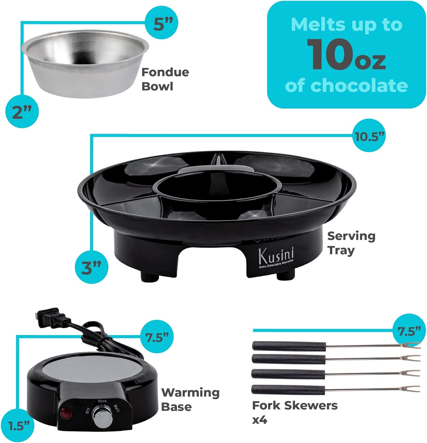 Thumbnail 2 de Kusini Electric Fondue Pot 10oz chocolate 🍫