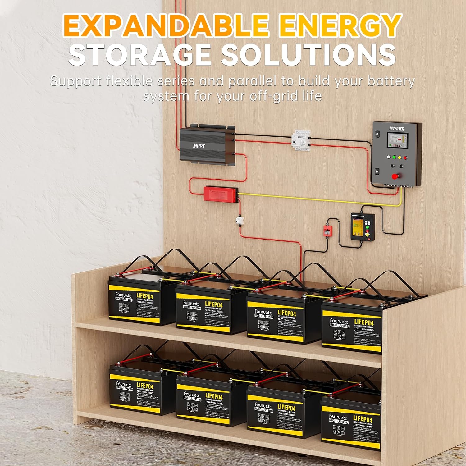 Thumbnail 6 de Feuruetc 12V 100Ah LiFePO4 Battery 2-Pack with 100A BMS