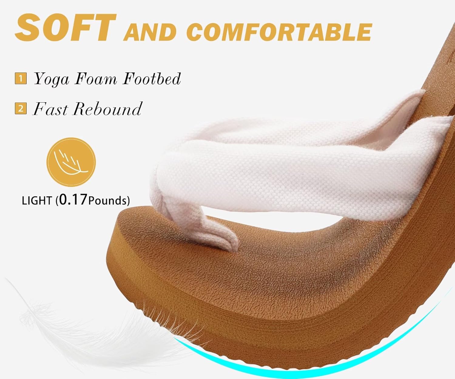 Thumbnail 2 de KuaiLu Damen Flip-Flops aus Stoff mit weichem Yoga-Matten-Fußbett und rutschfester Sohle