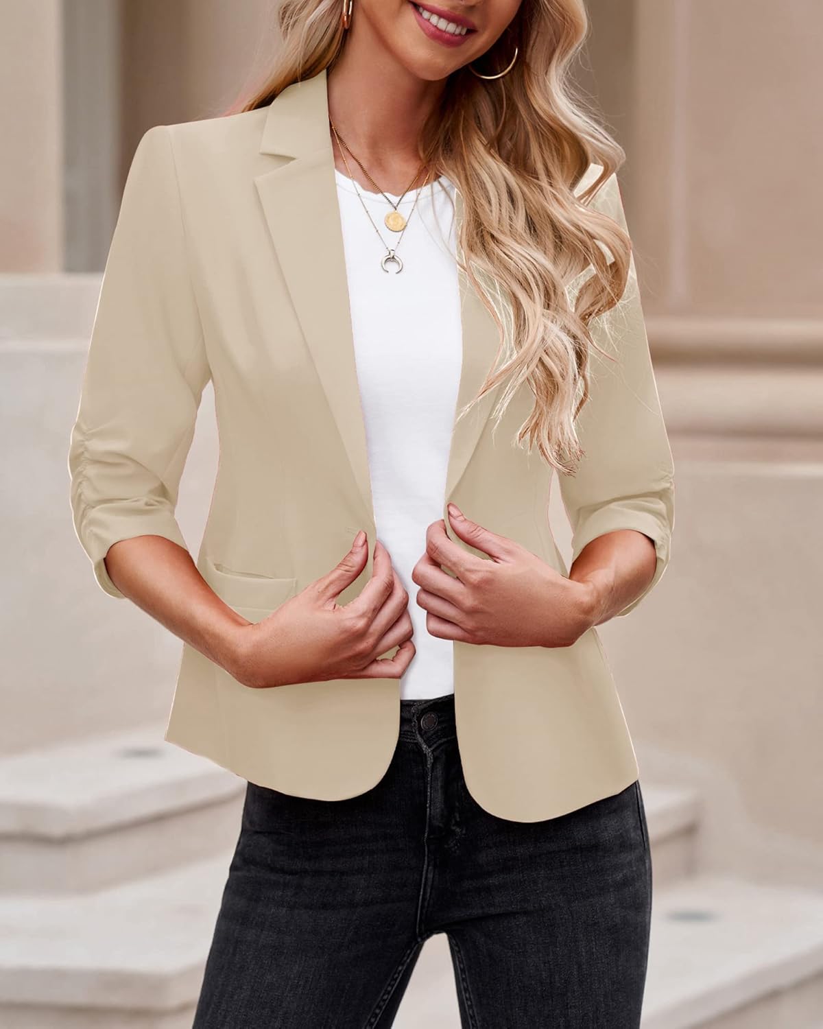 Thumbnail 1 de LookbookStore Women’s 3/4 Sleeve Blazer – Dressy Suit Jacket for Work and Everyday
