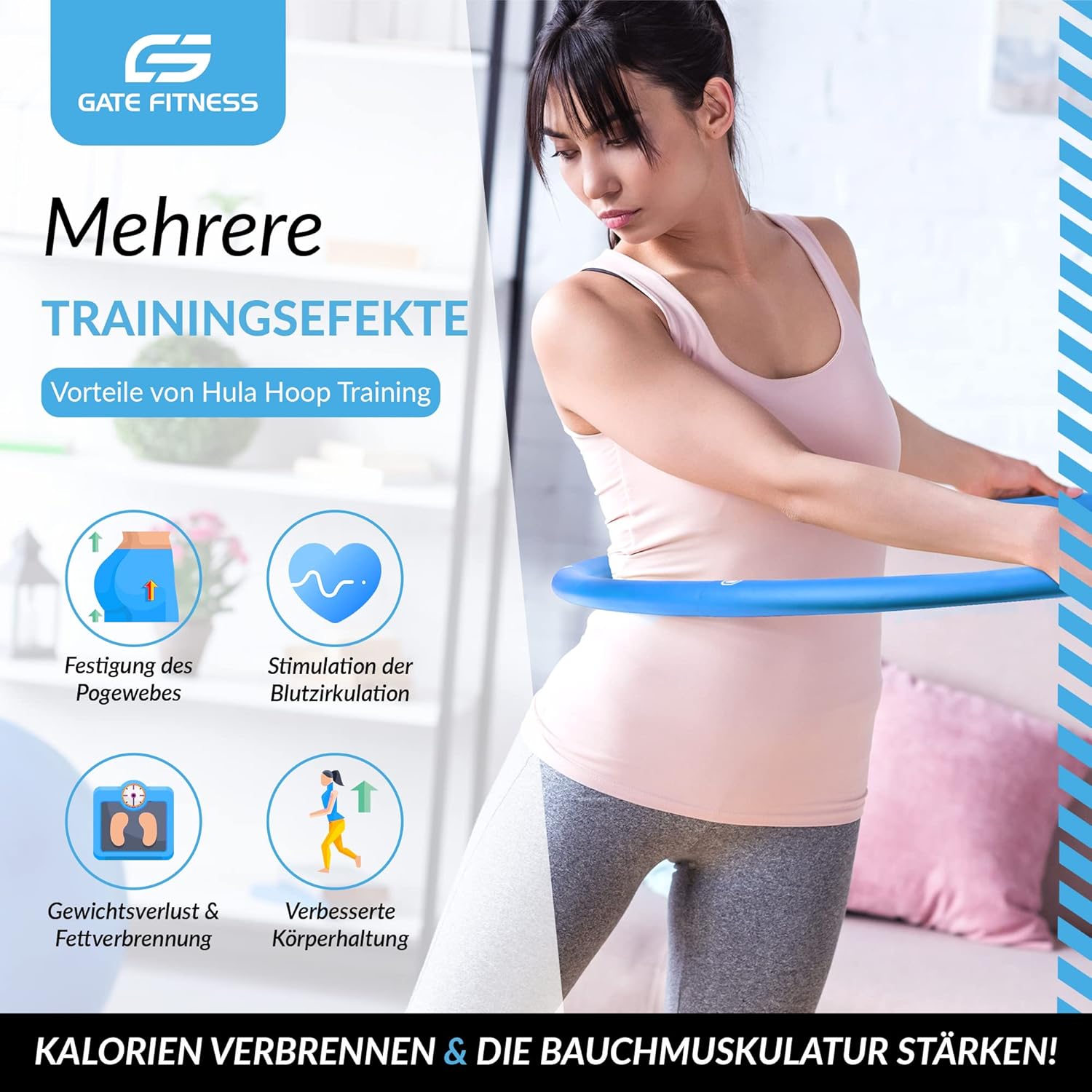 Thumbnail 6 de GATE FITNESS Hula Hoop Reifen für Erwachsene & Kinder mit Schaumstoff – 6 bis 8 Segmente, 1,2–2 kg