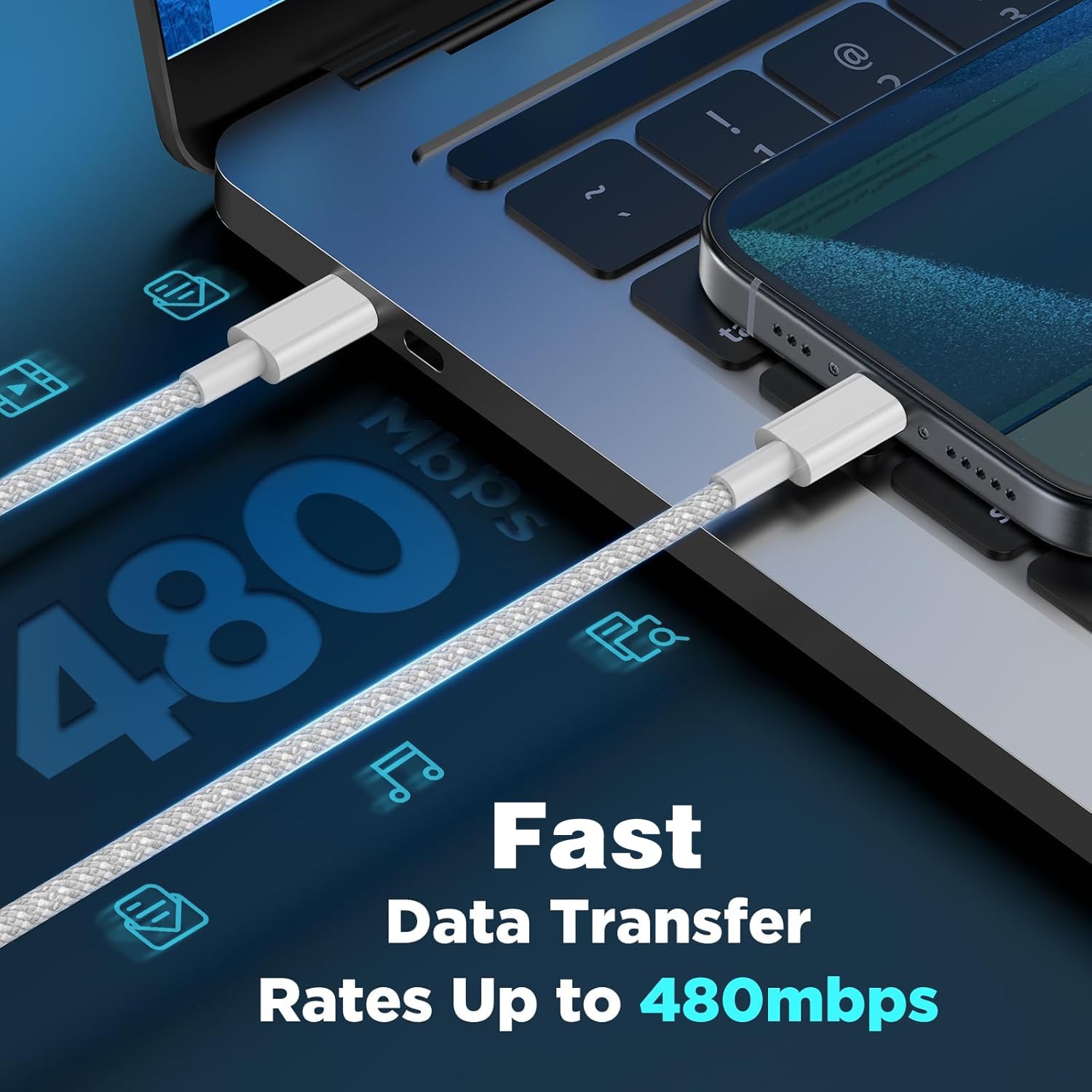 Thumbnail 2 de Extra Long USB-C to USB-C 3m iPhone Charger Cable (Nylon Braided)