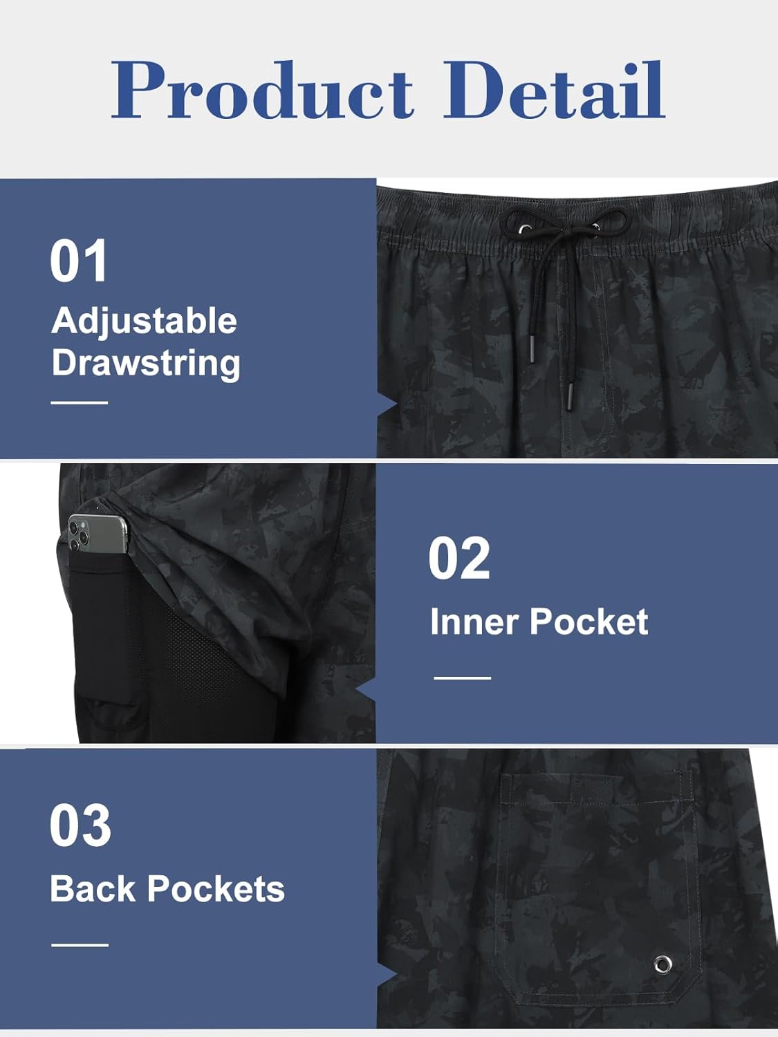 Thumbnail 4 de Hovershoes Men's Quick-Dry 2-in-1 Swim Shorts with Compression Liner