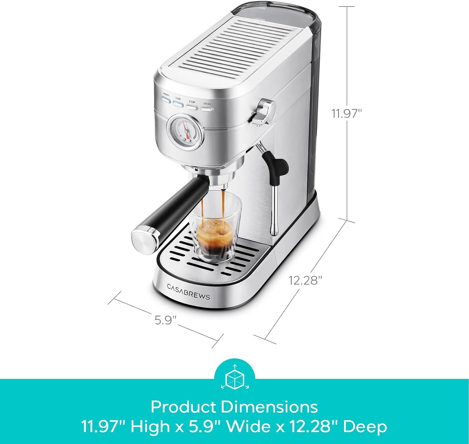 Thumbnail 6 de CASABREWS CM5418BC-UL Compact Espresso Machine, 20-Bar Pump and Steam Wand