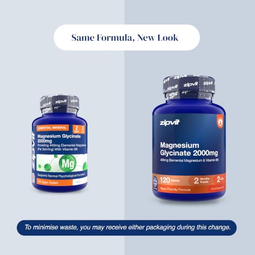Detalle 2 de Zipvit Magnesium Glycinate 2000mg with Vitamin B6 – 120 Vegan Tablets