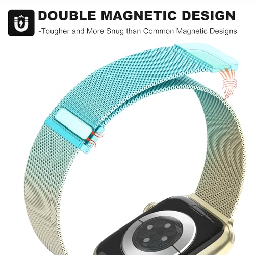Detalle 2 de Higgs Métal Bracelet pour Apple Watch – Bracelet magnétique en acier inoxydable compatible 38–49 mm