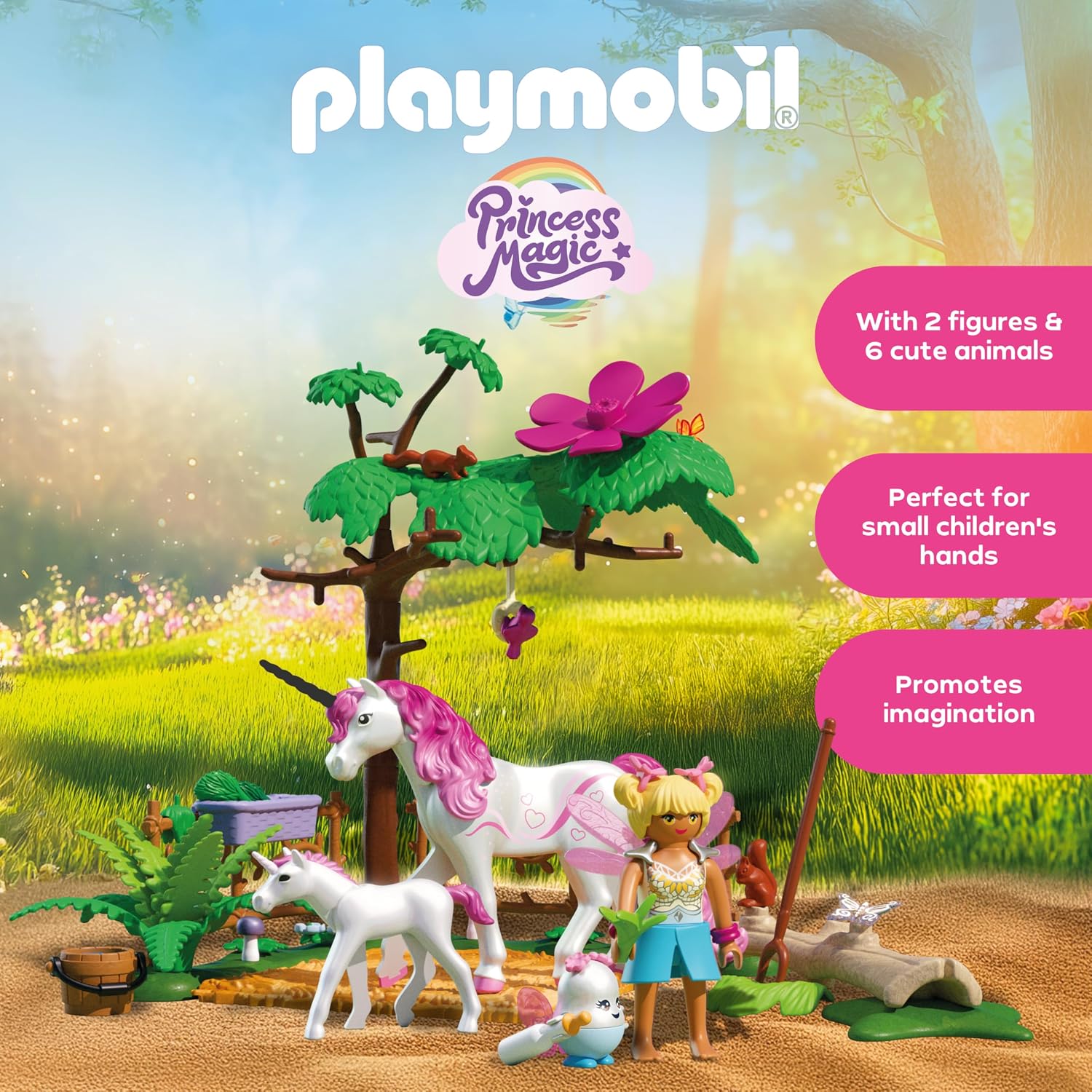 Detalle de PLAYMOBIL Magic Unicorns 71839 Magical Unicorn Stable, Mum and Foal, 66 Pieces