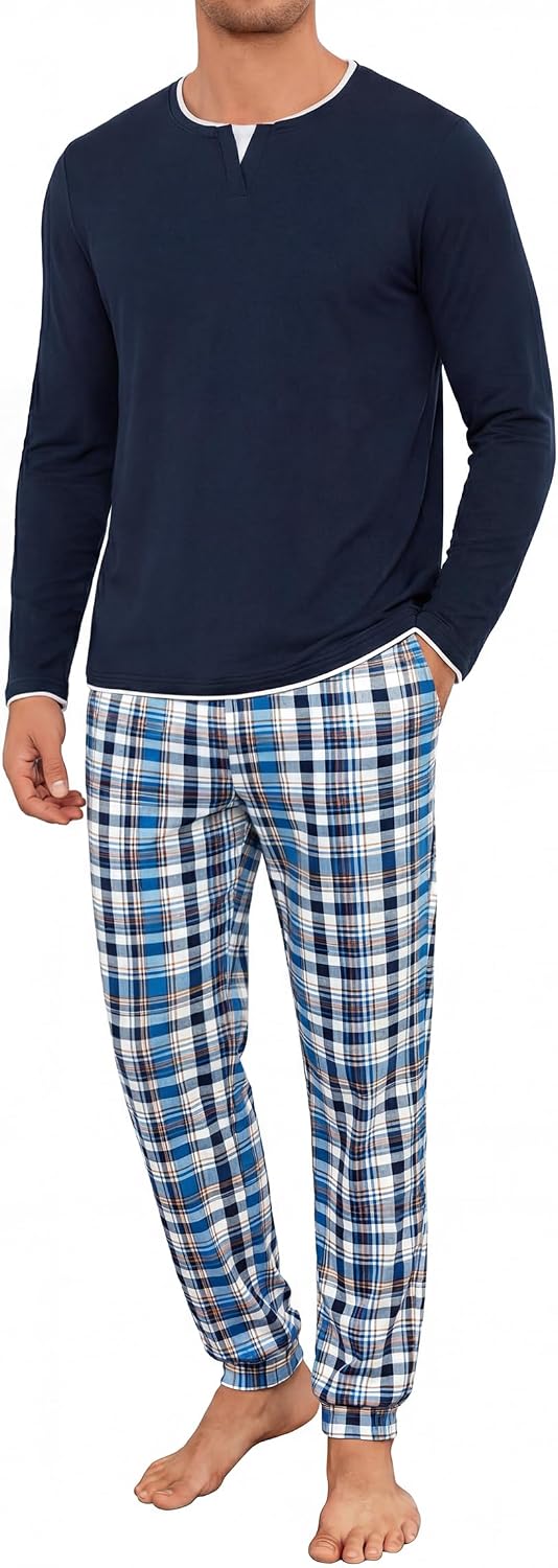 Detalle de Pijama hombre algodón manga larga cómodo