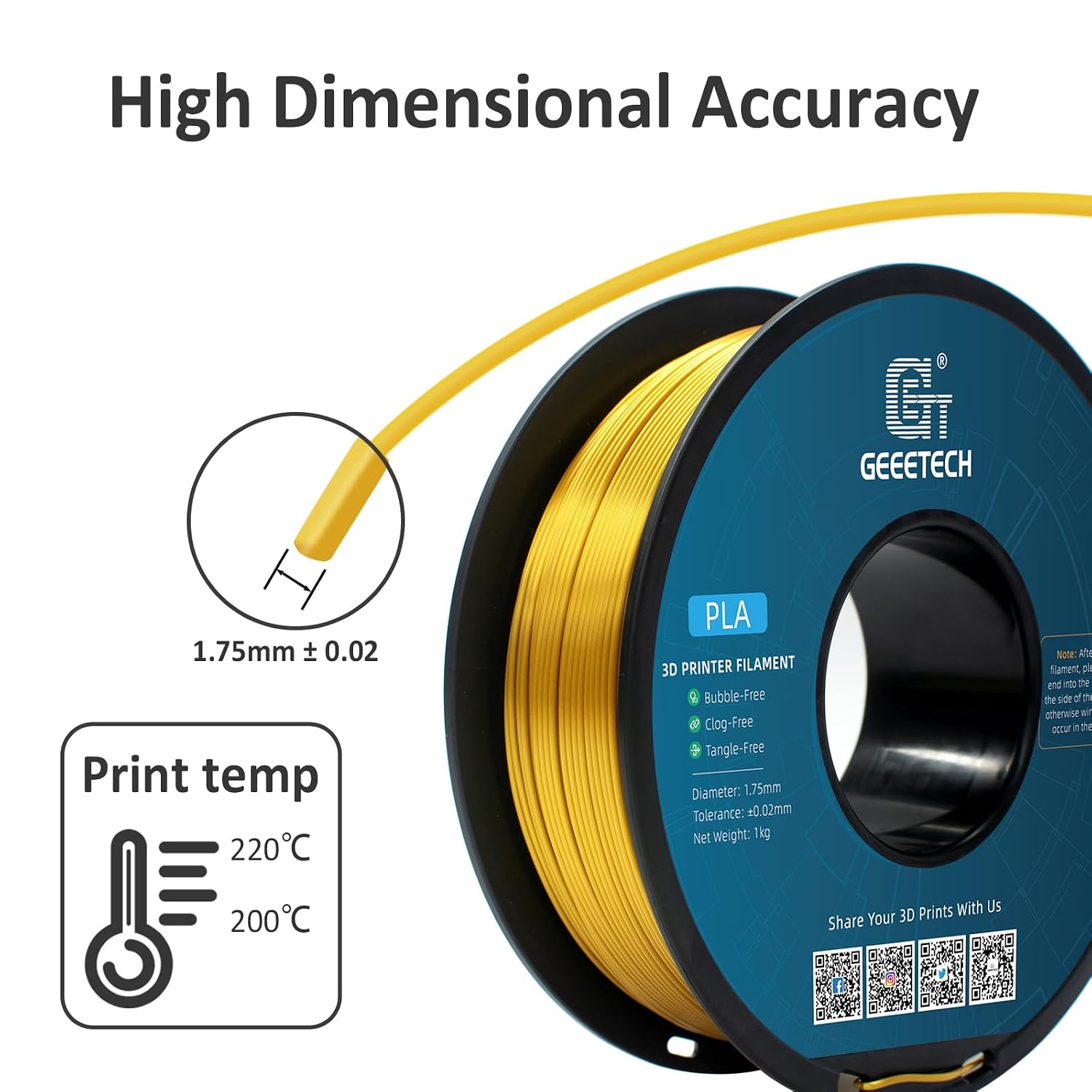 Thumbnail 4 de GEEETECH PLA Filament Silk Gold 1,75 mm