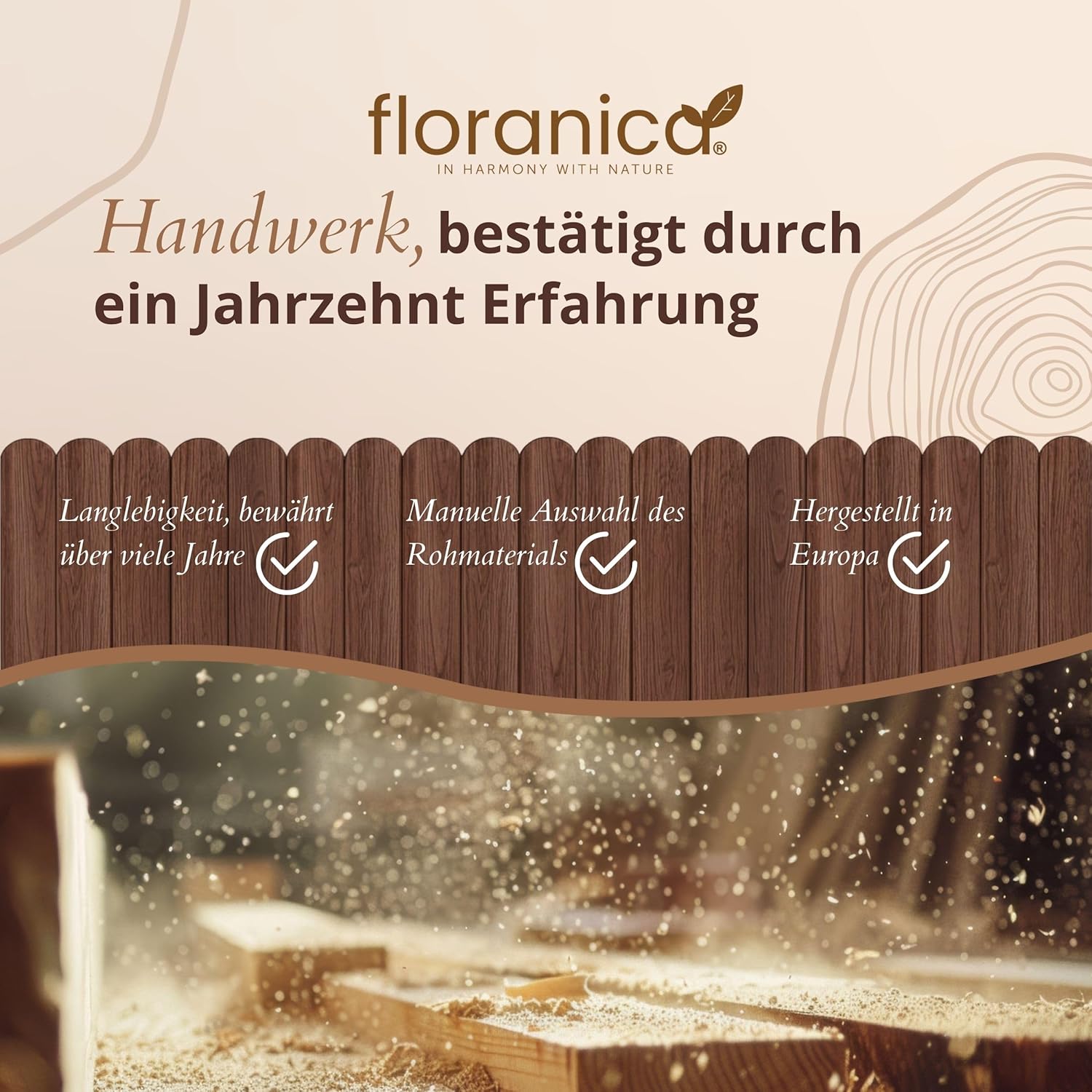 Thumbnail 6 de Floranica Beetumrandung Beeteinfassung 20 x 200 cm Braun – flexibler Rollborder aus Holz