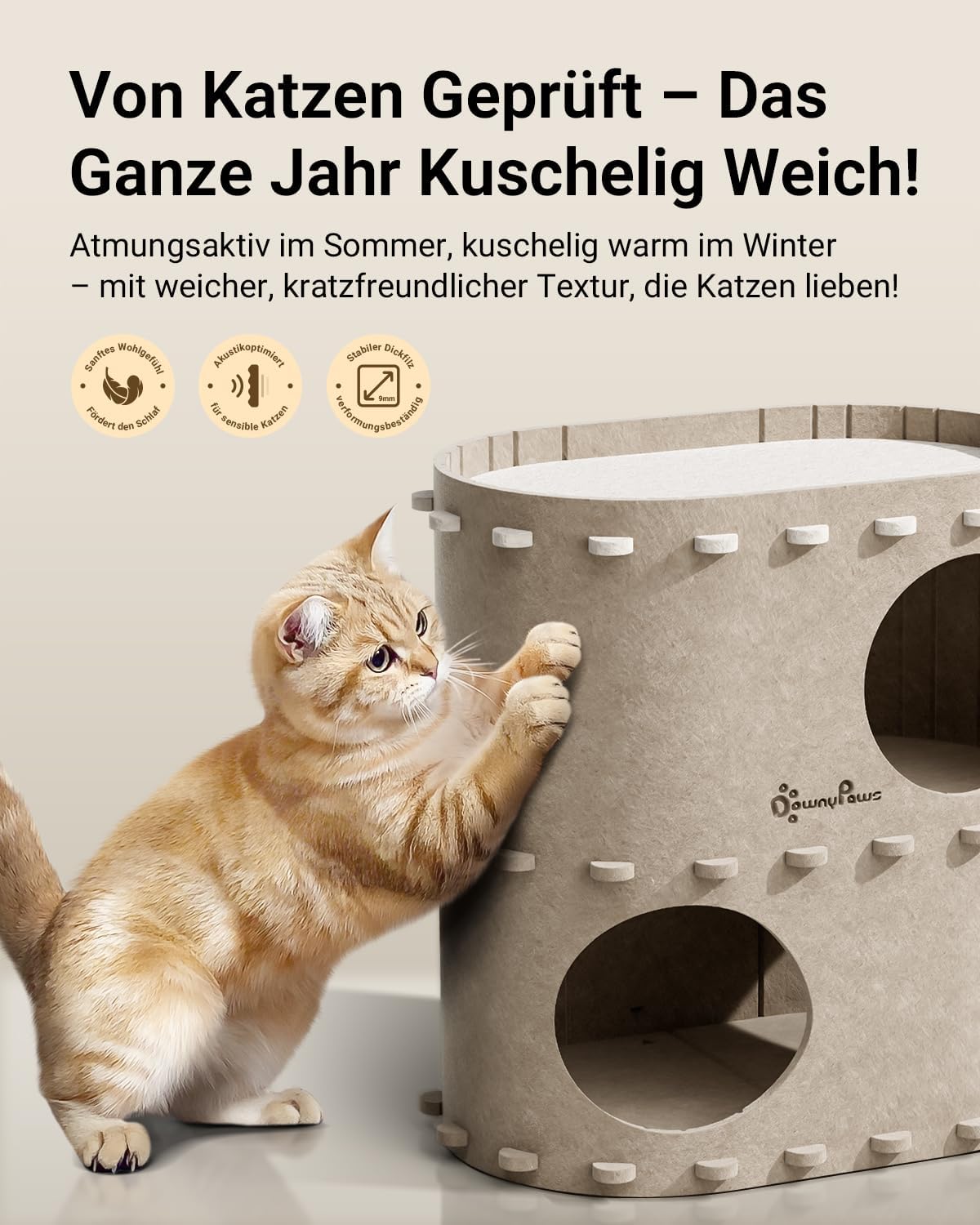 Detalle 2 de DownyPaws Katzenhöhle 2-stöckig 50 cm