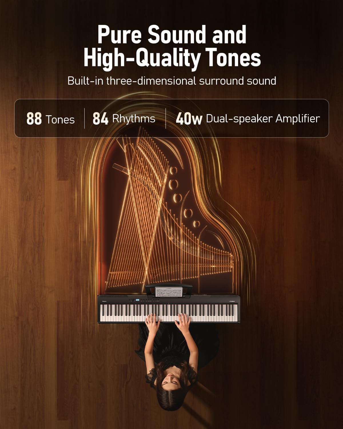 Detalle de Rhymo FP88H Folding Digital Piano, 88-Key Hammer Action with Bluetooth
