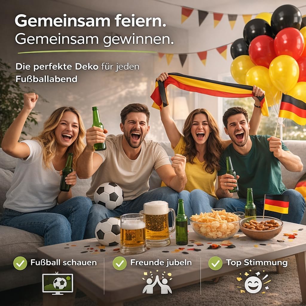 Detalle de 50x Luftballons Ø 35 cm Deutschland – WM 2026 Dekoration, Fanartikel