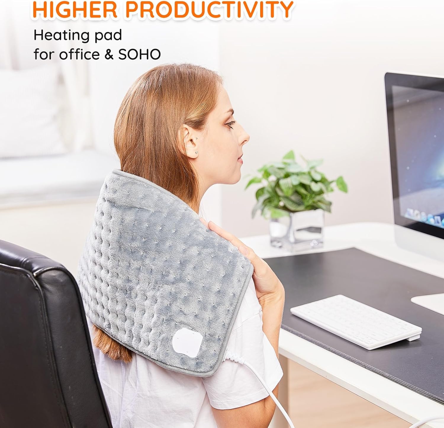 Thumbnail 1 de Electric Heating Pad for Back, Neck & Shoulders (30x60cm, Grey) with 10 Heat Levels and Auto Shut Off