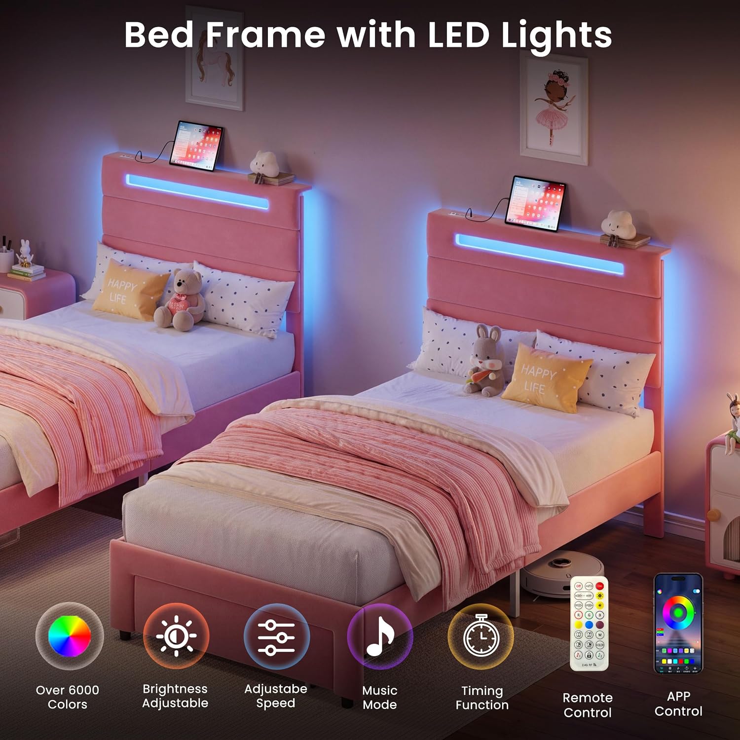 Detalle de LIKIMIO Twin XL Bed Frame