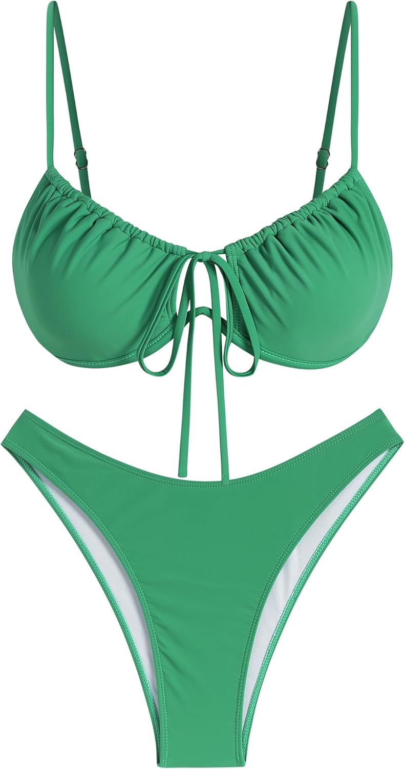 Thumbnail 4 de ZAFUL Women High Cut Bikini Set (String, Underwire, Brazilian Cheeky) with Cut-Out Details