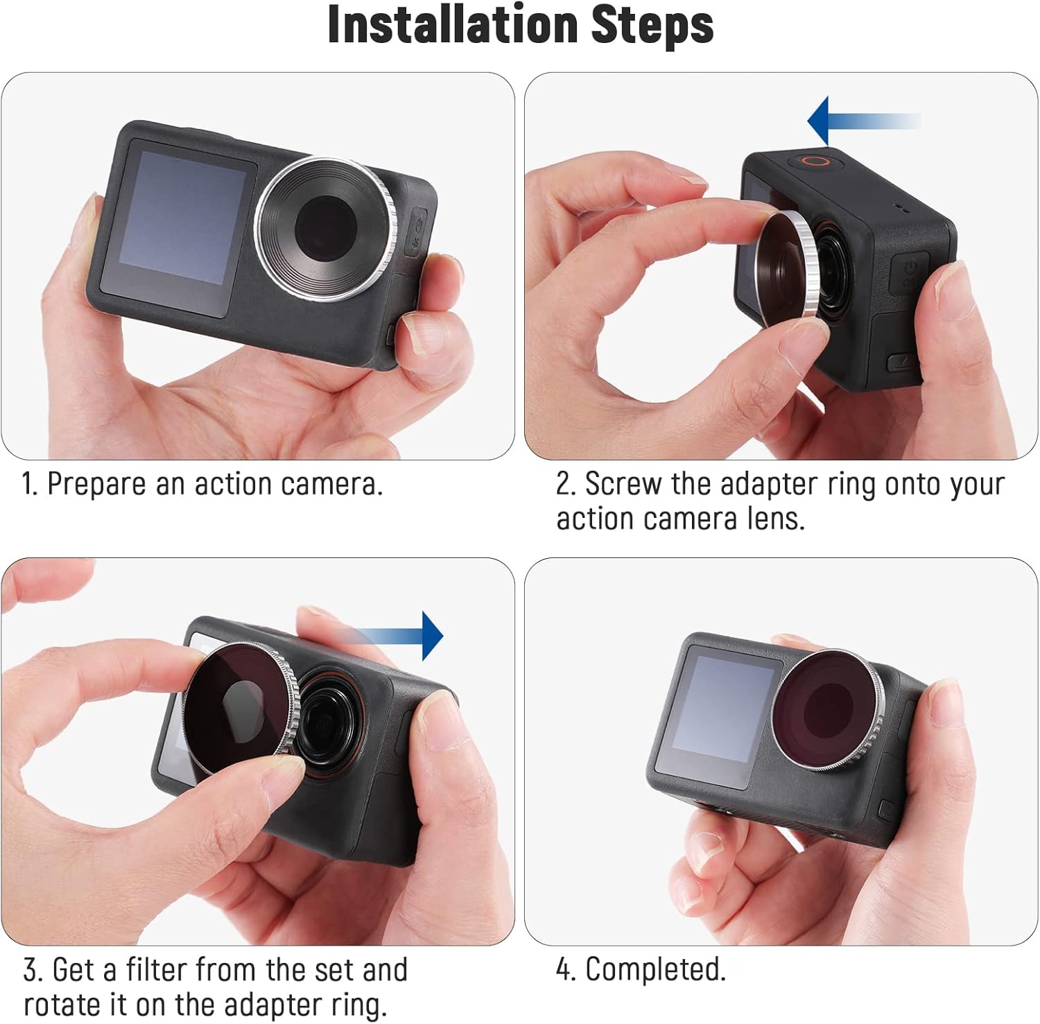 Thumbnail 6 de NEEWER ND/CPL Filter Set for DJI Osmo Action 3 (HD optical glass ND8/PL to ND64/PL + CPL), pack of 5