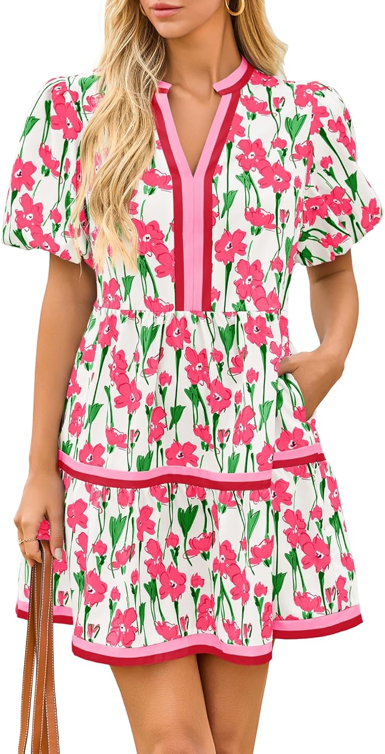 Thumbnail 6 de Cicy Bell Women's V Neck Floral Patchwork Mini Dress
