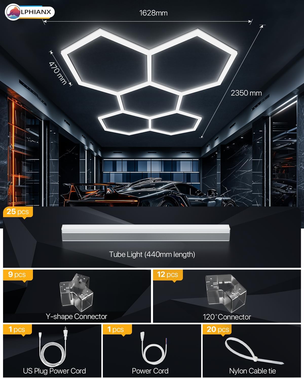 Detalle 2 de Lphianx Hexagon LED Garage Lights 25 Pack