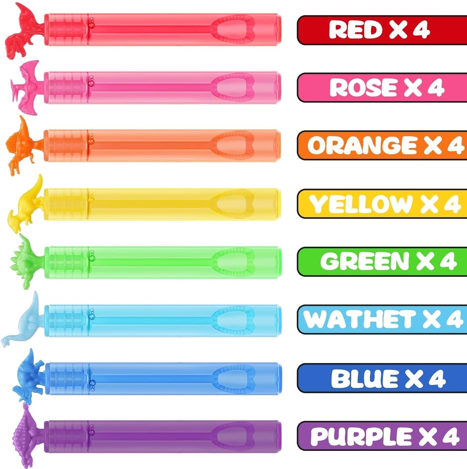 Detalle de 32 Pack Bubble for Kids Party Favors: 8 Style Mini Dinosaur Bubble Wands with Gift Box