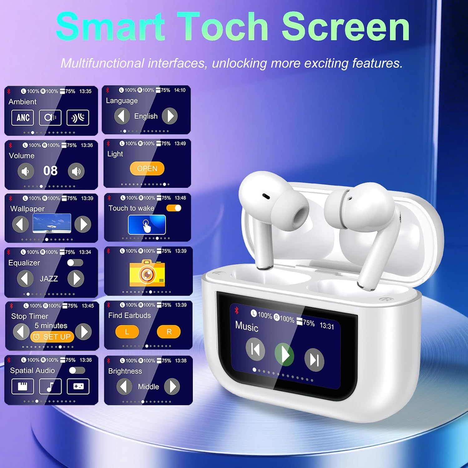 Detalle de Touchscreen Wireless Earbuds 48H battery