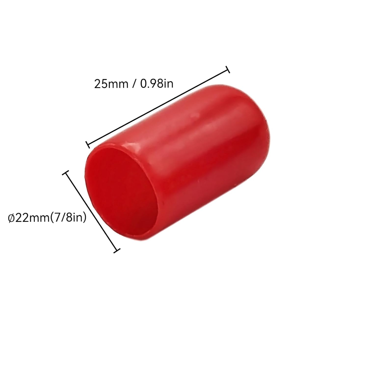 Detalle de JDYPQZ R22PC20 Rubber End Caps, 22mm ID, Red Flexible Vinyl, 20-Pack