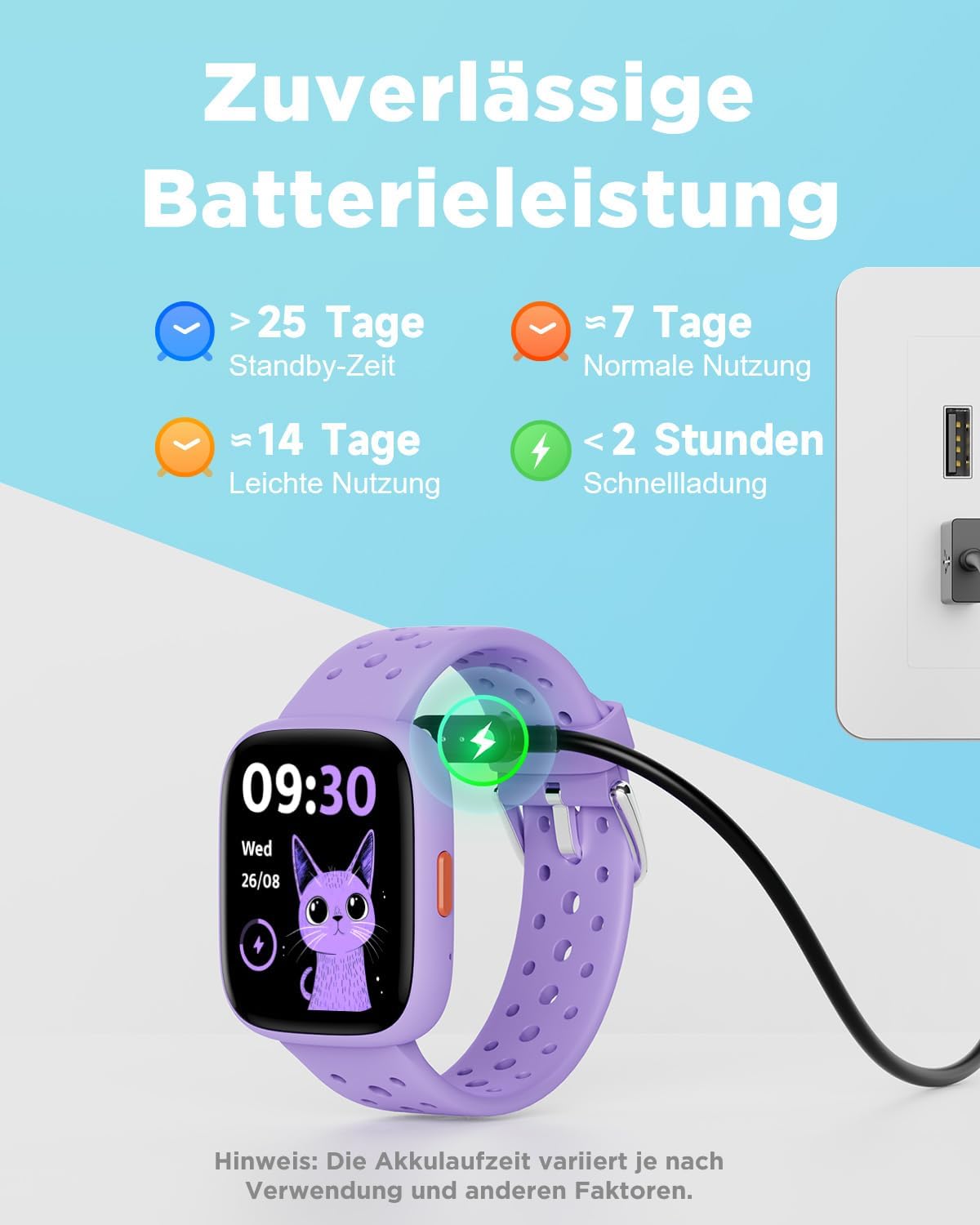Thumbnail 6 de BIGGERFIVE Smartwatch Kinder – 1,8 Zoll Fitnessuhr, Schlafmonitor, IP68, Puzzlespiele, Lila