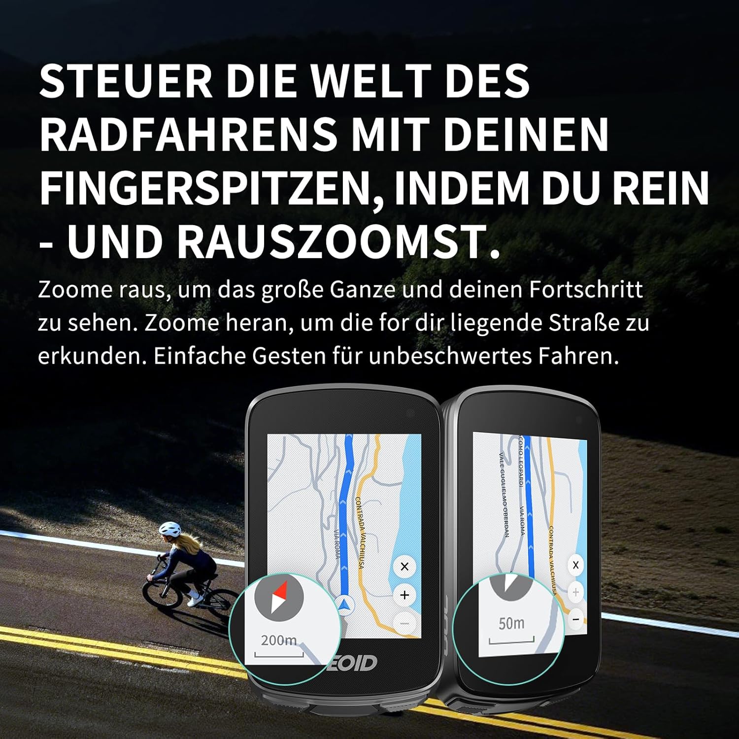 Detalle 2 de GEOID CC700 Pro GPS-Fahrradcomputer mit 2,8-Zoll Touchscreen, Karten-Navigation und ANT+ & Bluetooth