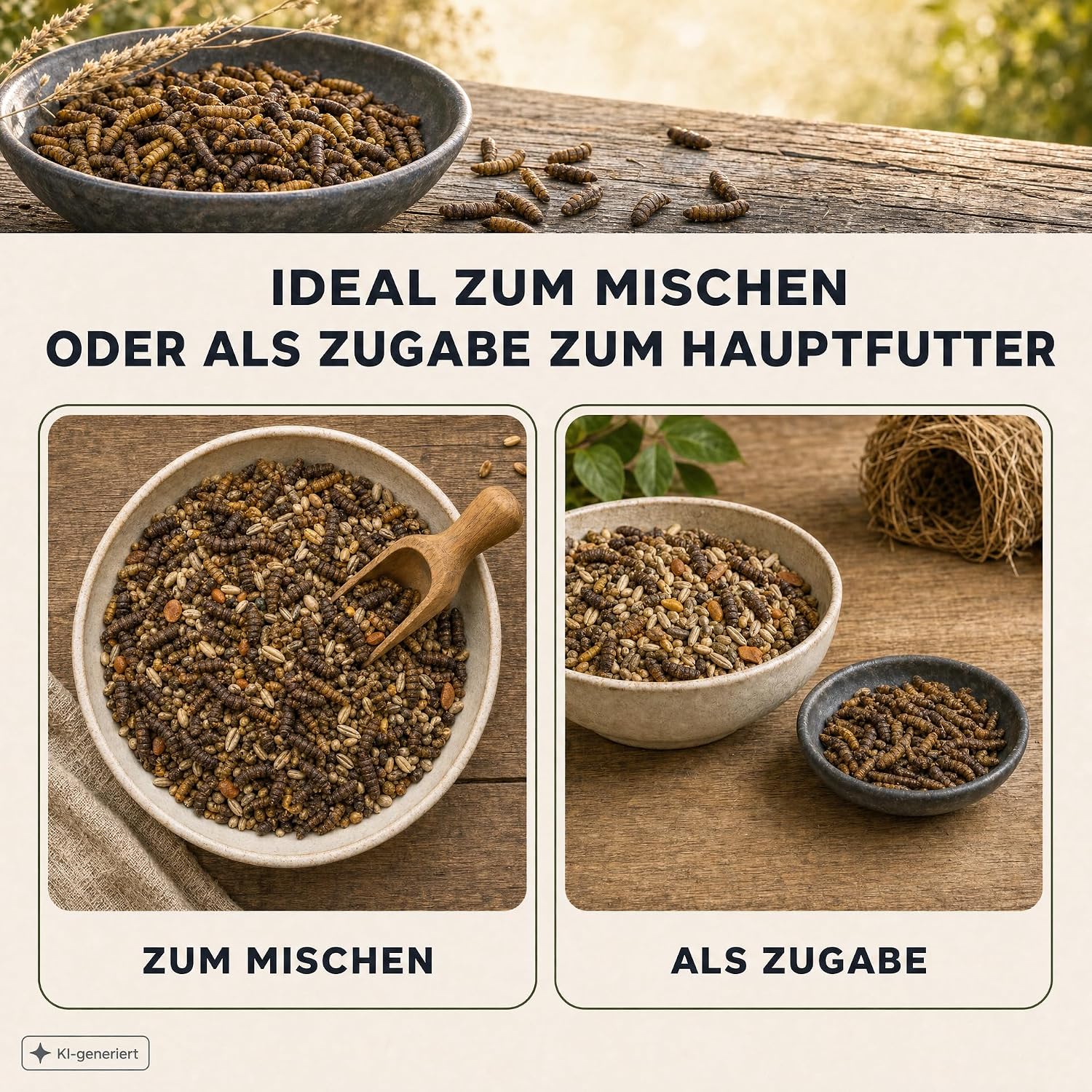 Detalle de EWL Getrocknete Soldatenfliegenlarven 1 kg (6,5 L) – Natürliche Fütterungslösung für Reptilien, Nager und Fische