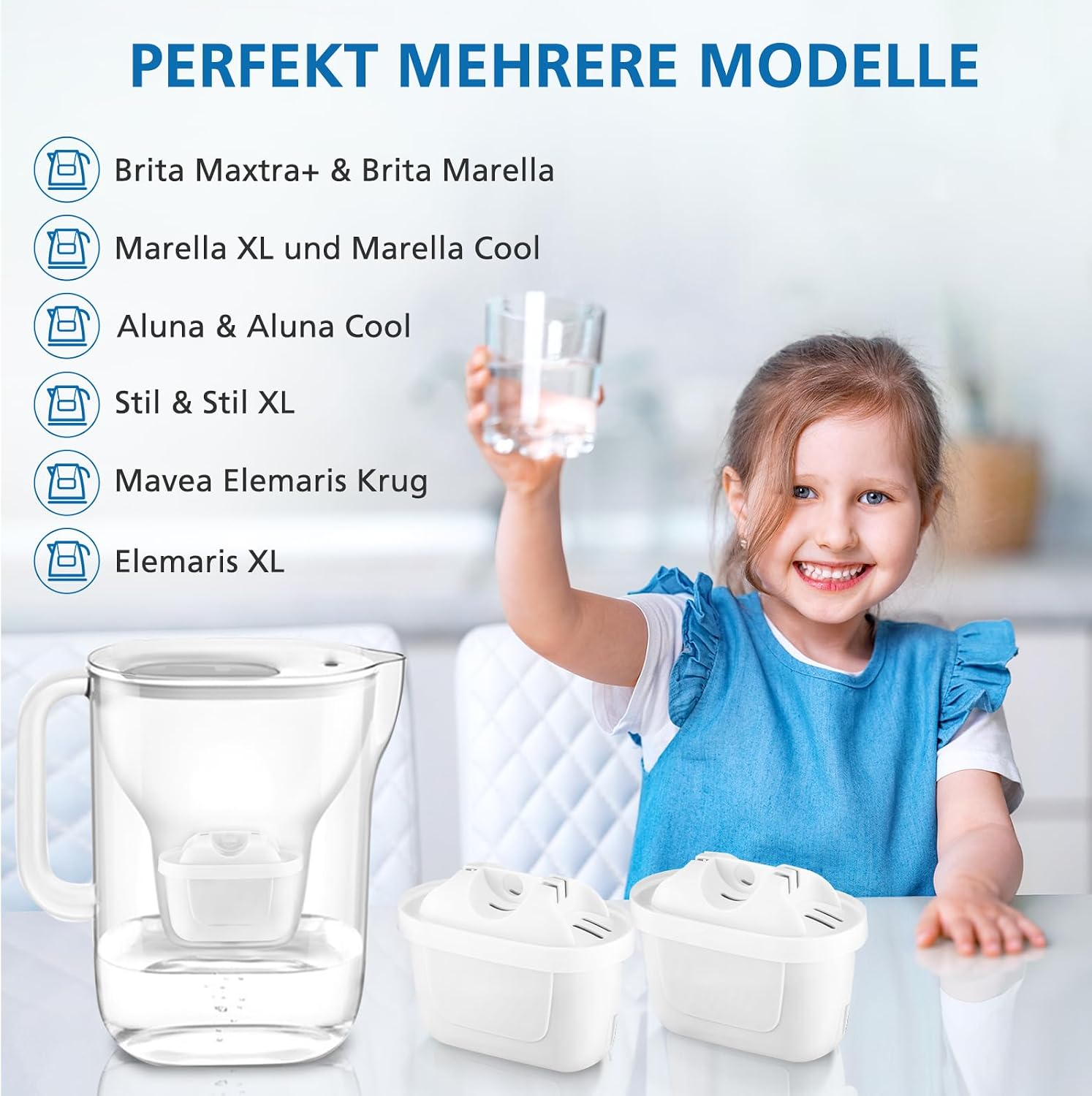 Detalle 2 de ISINLIVE 4er-Pack Wasserfilterkartuschen – kompatibel mit Brita Maxtra+, Style, Elemaris XL und Mavea Krug Wassertank