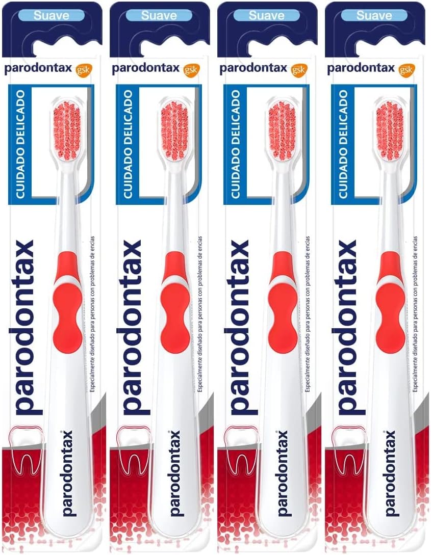 Detalle de Parodontax Cuidado Delicado 🦷 Pack de 4 Cepillos Suaves Blanco