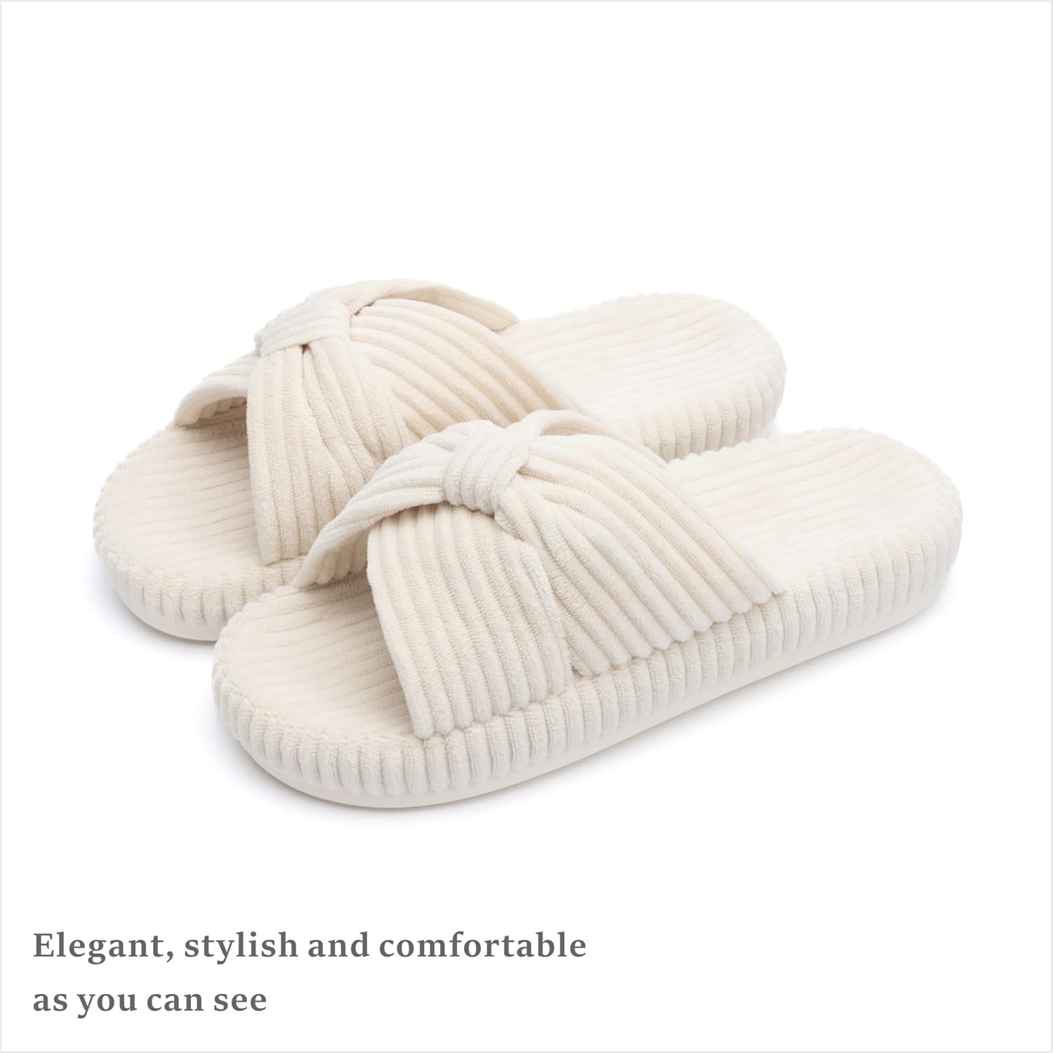 Thumbnail 5 de Chantomoo Women’s Memory Foam Corduroy Bow Crossbands Slippers