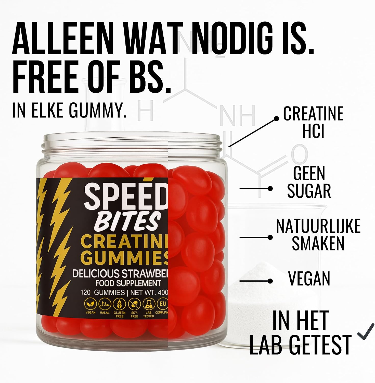 Thumbnail 5 de Speed Bites SBHClRED120 creatinegummies, suikervrij en vegan