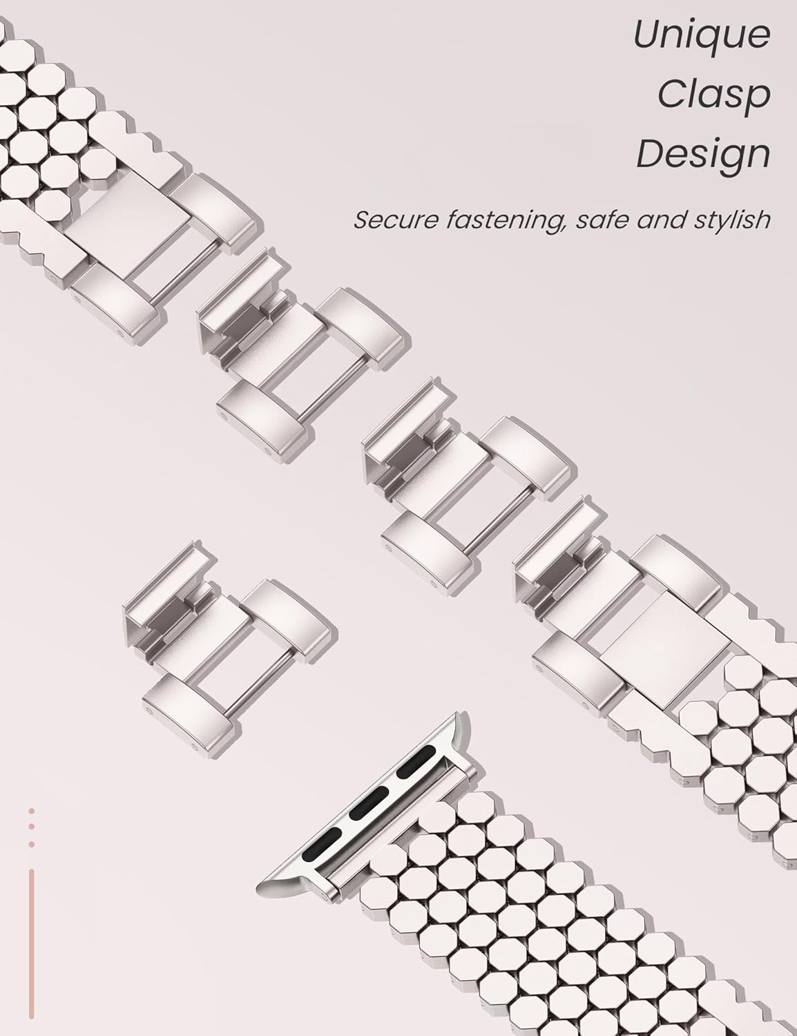Thumbnail 4 de JJii Sung honeycomb metal band for Apple Watch (38/40/41/42/44/45/46/49mm) – elegant adjustable link bracelet