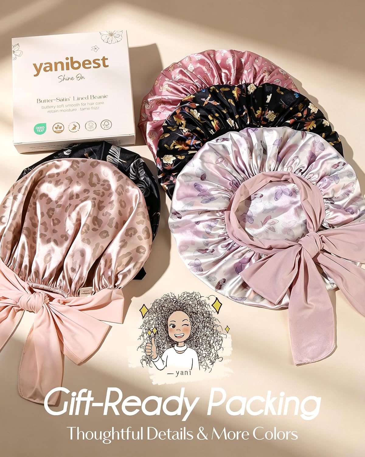 Thumbnail 4 de YANIBEST Adjustable Silk Bonnet for Sleeping Women: Double Layer Satin, Frizz-Prevention Night Cap
