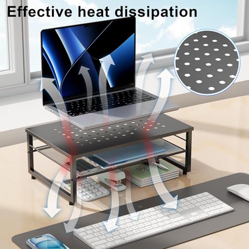 Detalle de Pygocereri Desk Organisers and Accessories: 2-Tier Metal Monitor Stand Riser (Black)