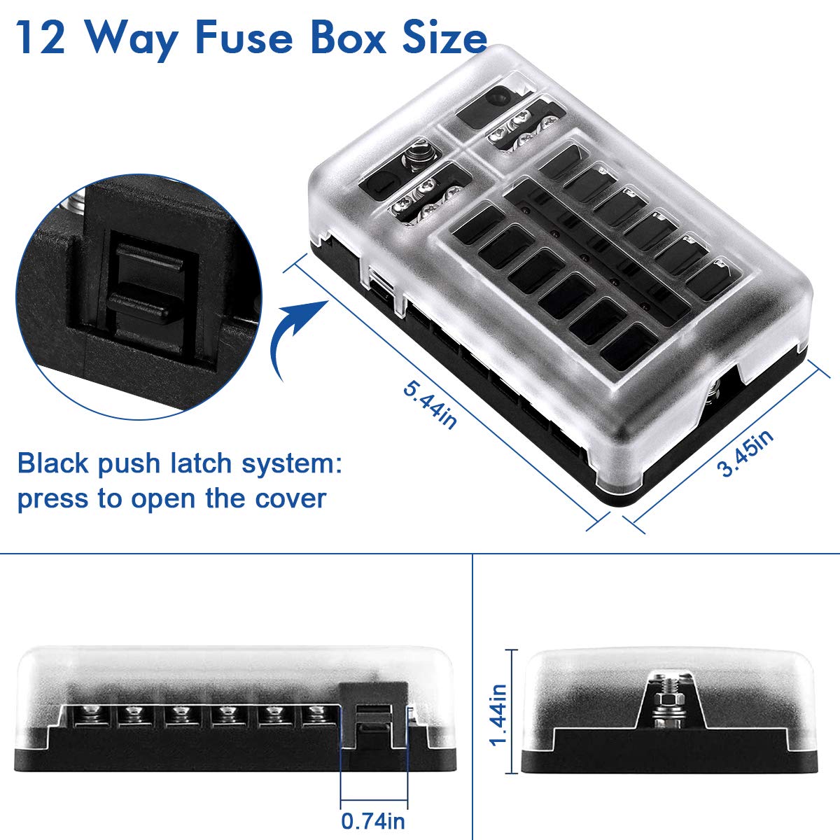 Thumbnail 5 de 12-Fach KFZ-Sicherungshalter KFZ 12V ATO Sicherungskasten mit LED-Anzeige & Schutzabdeckung (inkl. 24 Sicherungen)
