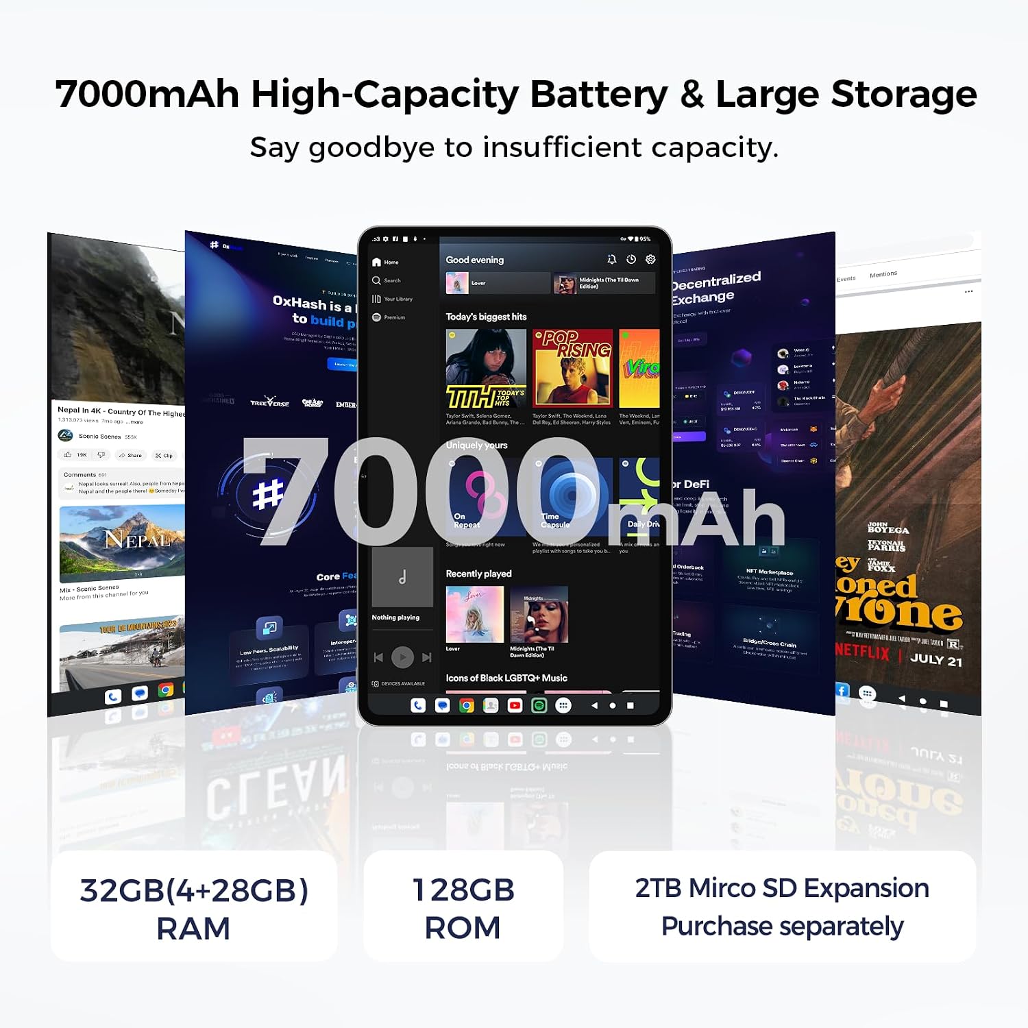 Detalle de TECLAST M50T Tablet 10 Zoll – Android 16, 32 GB RAM + 128 GB Speicher, SD-Erweiterung bis 4 TB, Hülle & Stift, WiFi 6