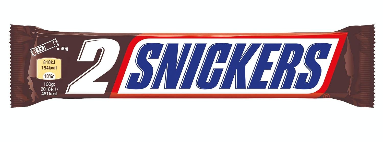 Detalle de Snickers Schokoriegel – Erdnüsse, Karamell, Fußball Snack, 24 Doppelriegel (24 x 2 x 40 g) – idealer Snack für Fußballfans