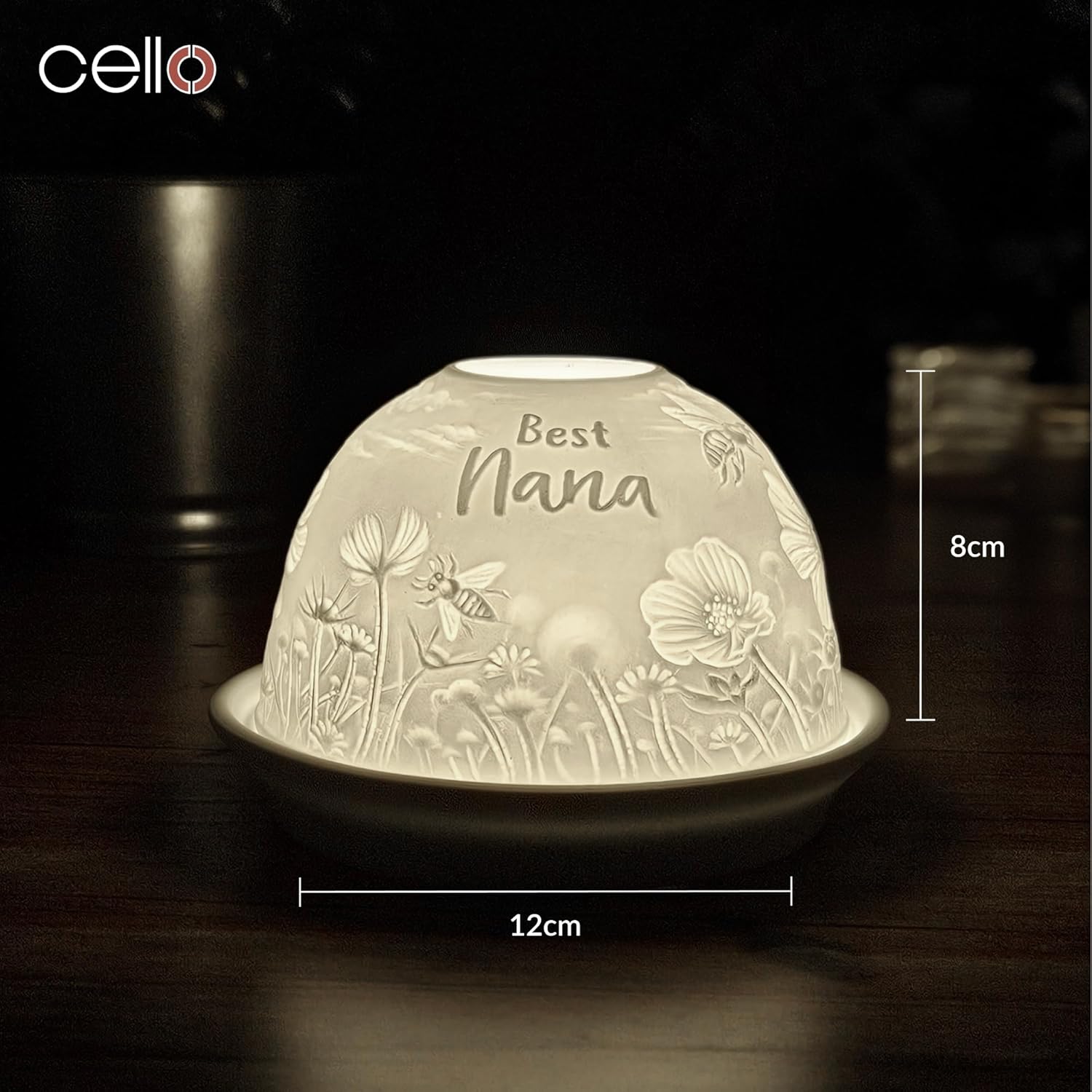 Thumbnail 2 de Cello Porcelain Tealight Holder Dome by Best Nana Design — 3D projection message LED/wax warmer ornament