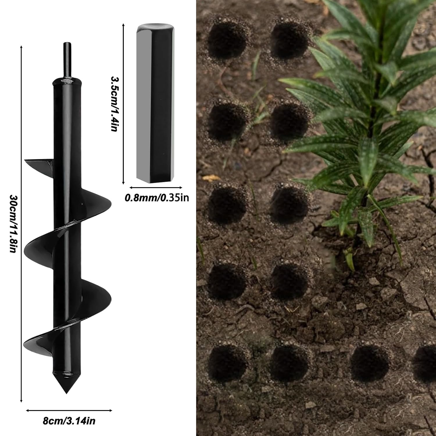 Thumbnail 3 de Garden Auger Drill Bit for Planting (manganese steel) for 3/8 in hex drive — bulb planter & post hole digger