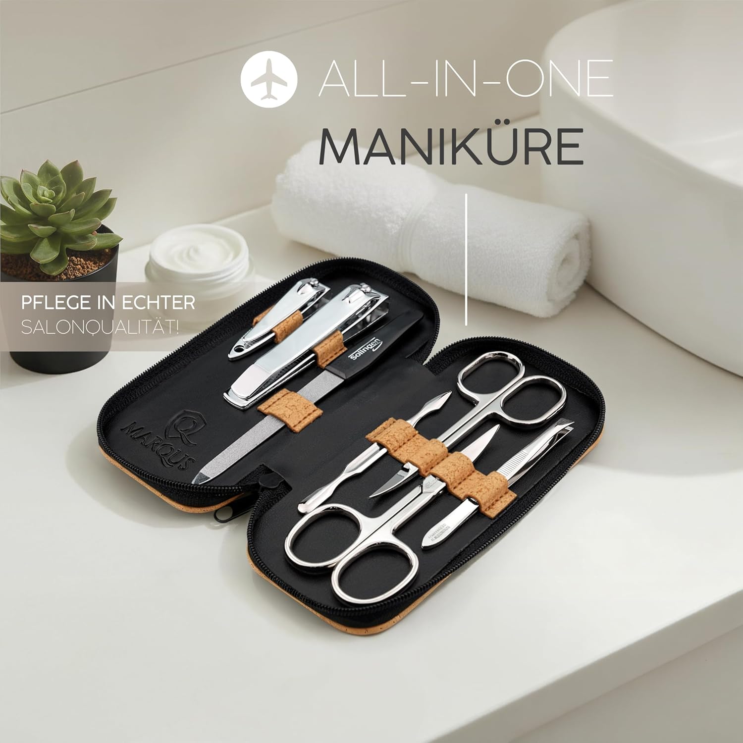 Thumbnail 1 de Maniküre Set Solingen marQus „MarQus Nagelscheren-Set“ – 7-teiliges Nagelset im Echtleder-Etui