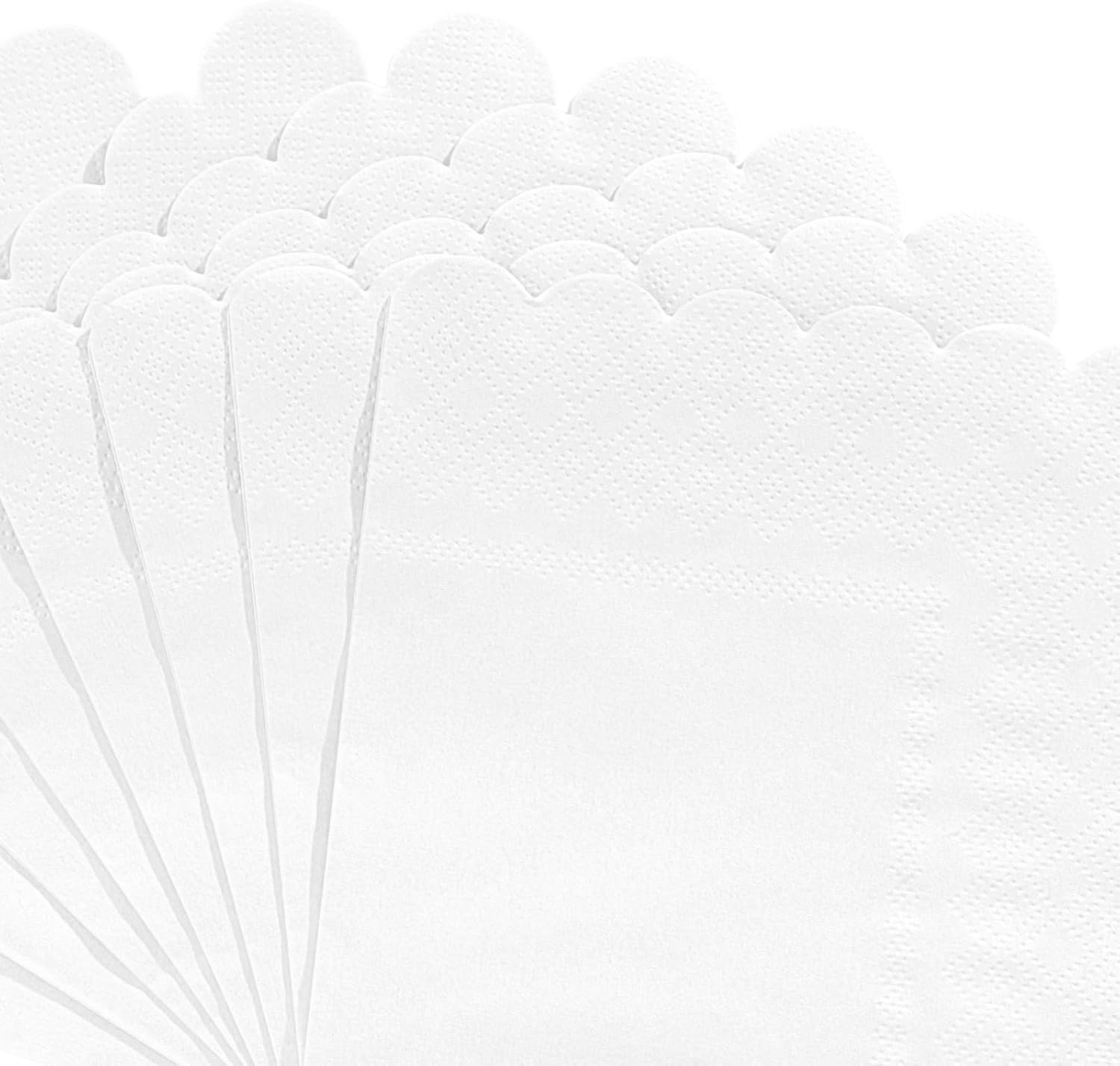 Thumbnail 2 de NatNarr 120-Pack Scalloped White Cocktail Napkins (5 x 5 Inch) for Weddings, Parties & Coffee Bars