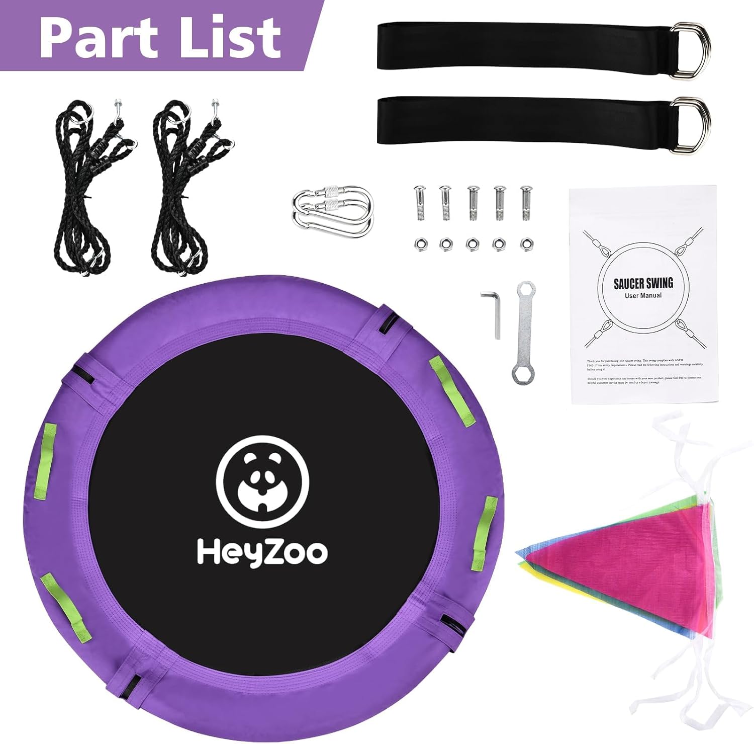 Detalle de Heyzoo 48-Inch Tree Swing: Large Saucer Flying Swing for the Whole Family