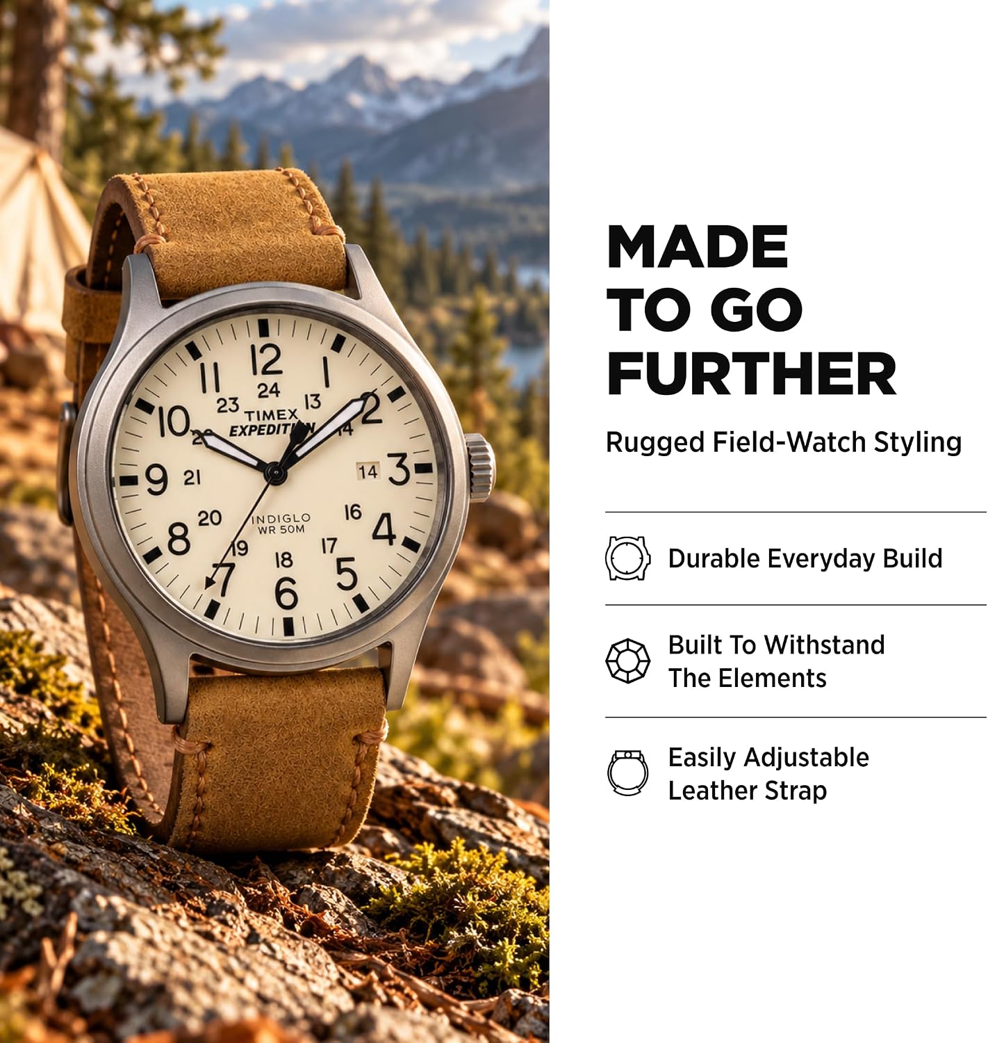 Detalle de Timex Expedition Scout TWC001200 40mm Field Watch with INDIGLO, 50m Water Resistance