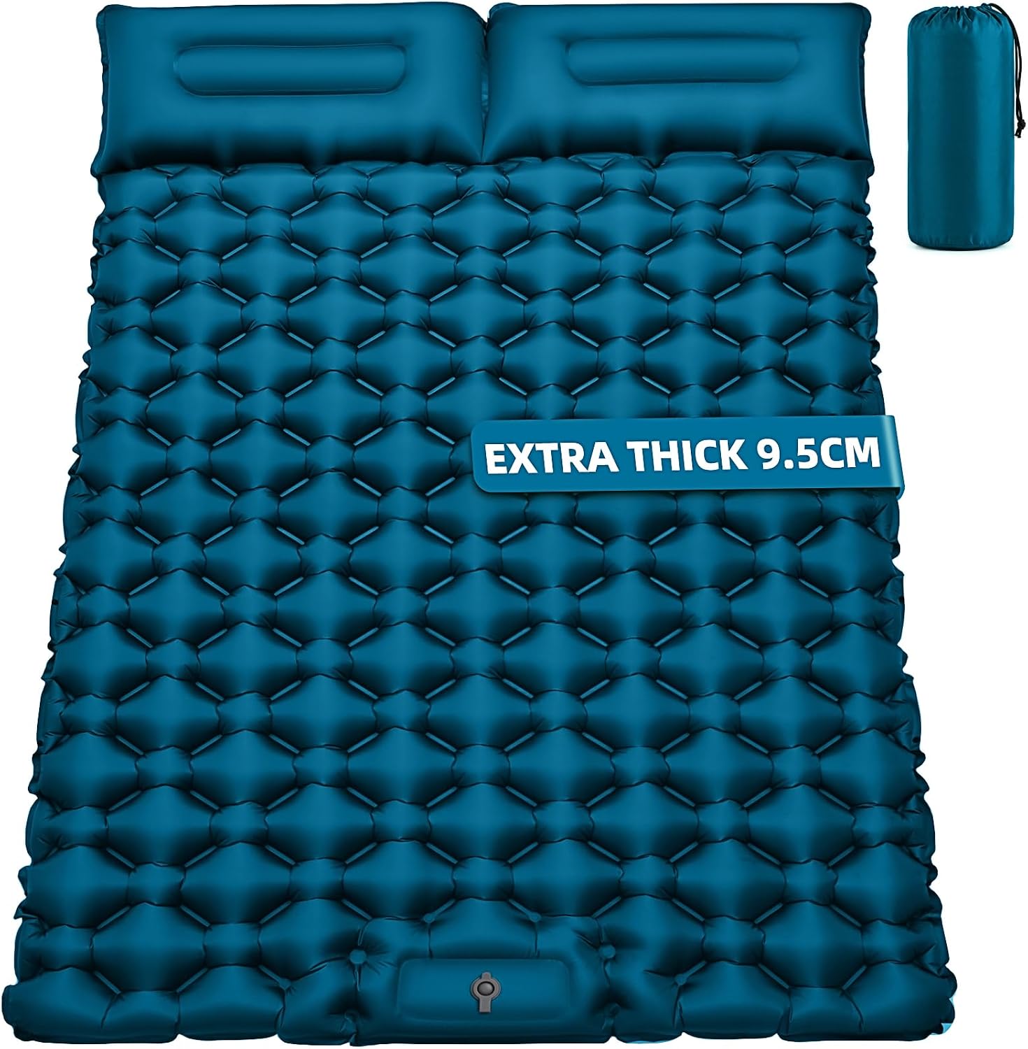 Detalle de Sleeping Pad Camping Mat Double 9.5cm Thick, 204x130cm with Built-in Foot Pump