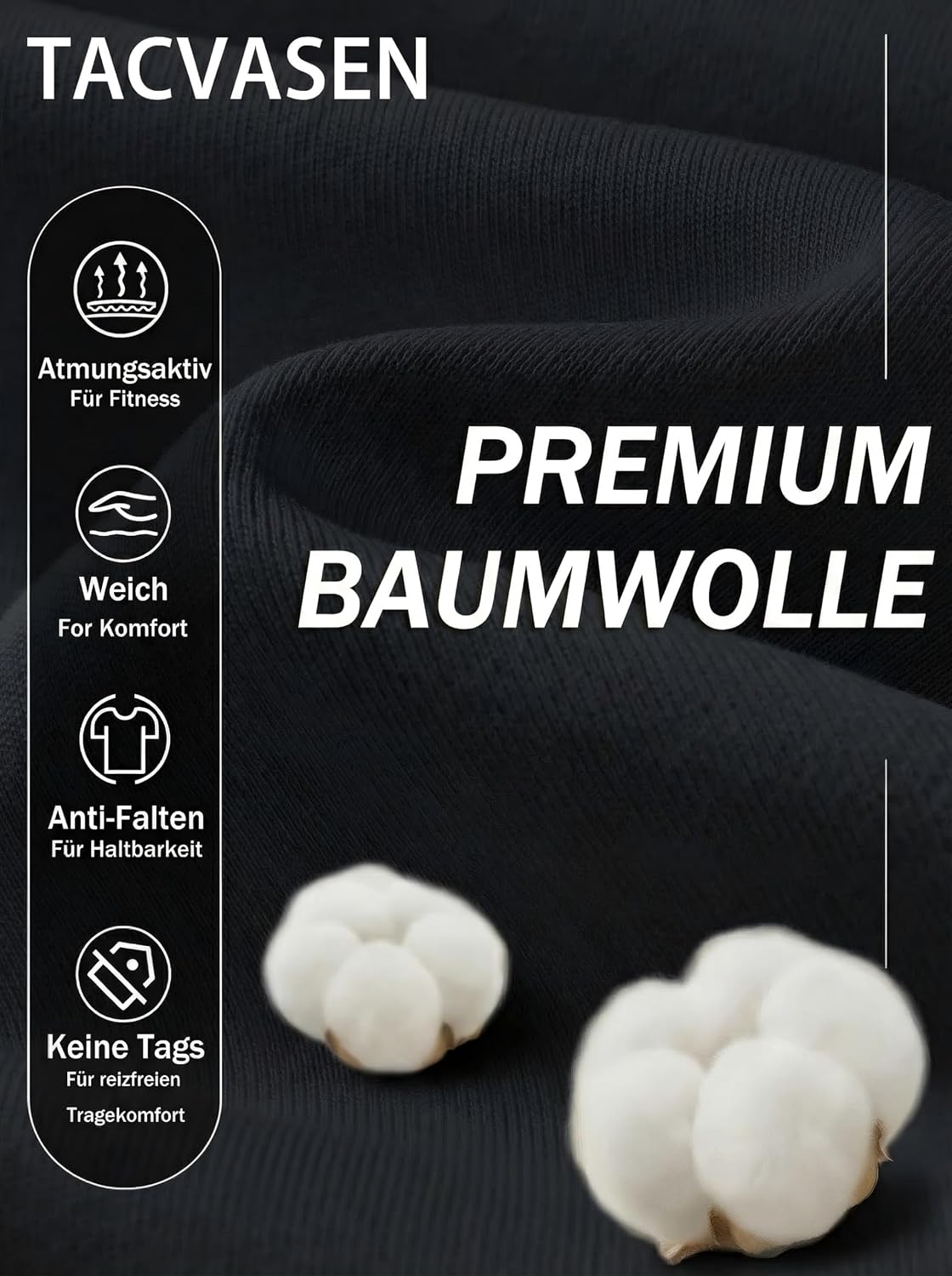 Detalle 2 de TACVASEN Henley Shirt Herren Kurzarm – Baumwoll-Hemd mit Knopfleiste